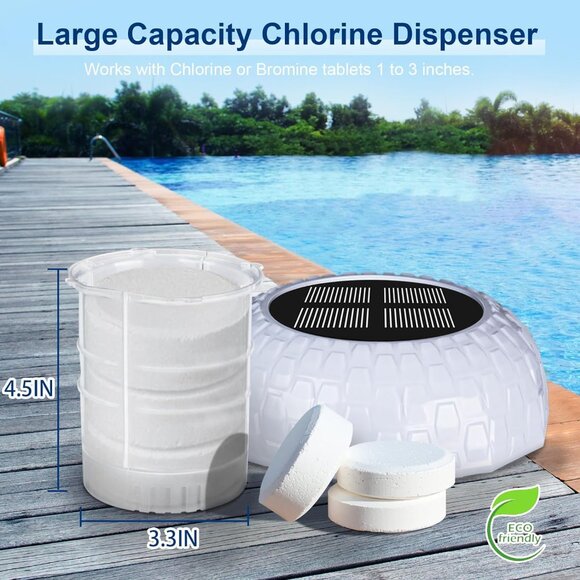 Solar Pool Chlorine Floater, Chlorine Tablet Floater with Colorful Lights 3โ Tab - Picture 3 of 7